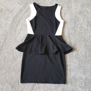 Women working address size 2 black white peplum